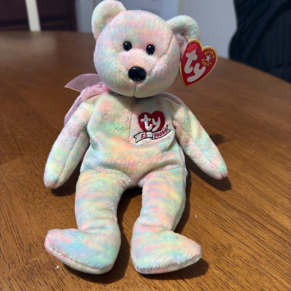 TY BEANIE BABY CELEBRATE BEAR 15TH BIRTHDAY 2001 PASTEL W/ TAGS